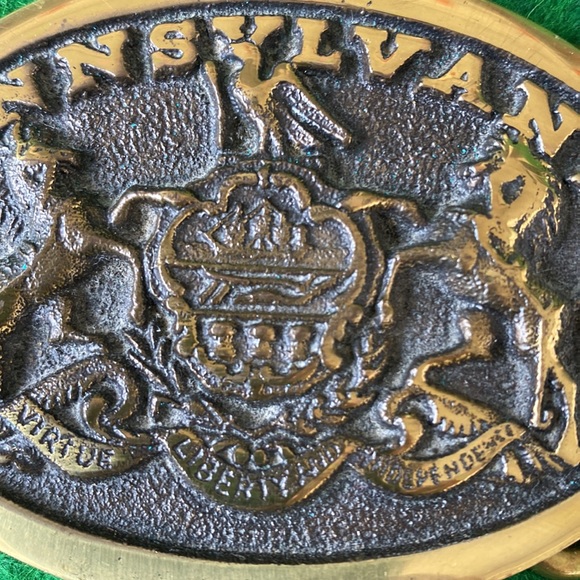 Pennsylvania Seal Solid Brass Belt Buckle Vintage ‘80s - Picture 2 of 5